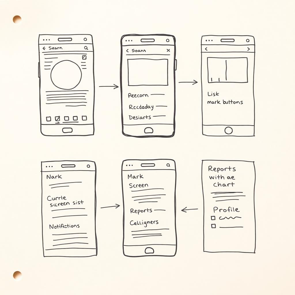 Low-fi wireframes · six surfaces on paper before Figma